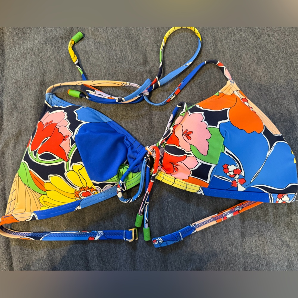 Kate Spade Multicolor Tie Front Bra Top Floral Bikini